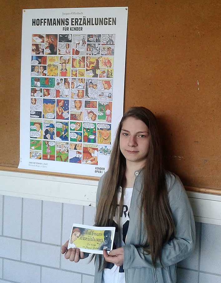Die 16-jhrige DBG-Schlerin Michaela Riger und ihr Sieger-Comic