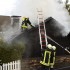 Feuerwehr der Stadt Wiehl lscht Blockhausbrand in Forst