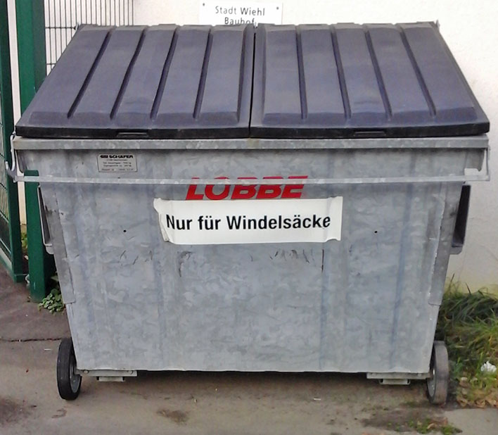 Der Windelcontainer auf dem städtischen Bauhof steht auch über das Jahresende 2020 hinaus zur Verfügung. Foto: Stadt Wiehl
